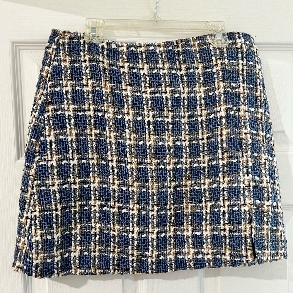 Checkered knit miniskirt